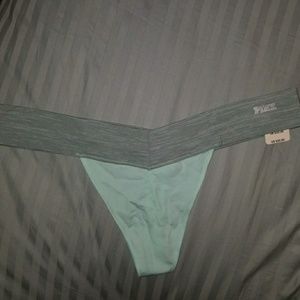 New VICTORIA/'S SECRET PINK Logo Seafoam Green Thong Tanga Panties
